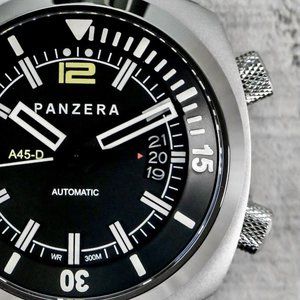 PANZERA Aquamarine Pro Diver Automatic 45mm - Midnight Black/Silver [A45…
